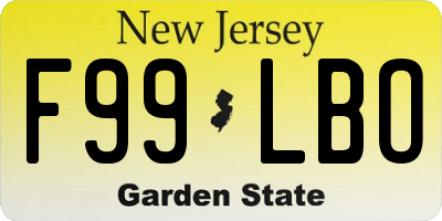 NJ license plate F99LBO