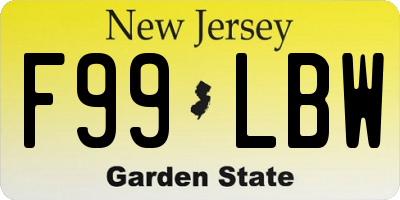 NJ license plate F99LBW