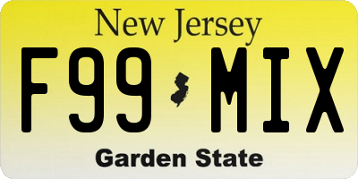 NJ license plate F99MIX