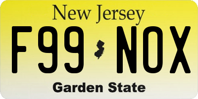NJ license plate F99NOX