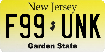 NJ license plate F99UNK