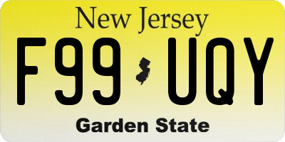 NJ license plate F99UQY