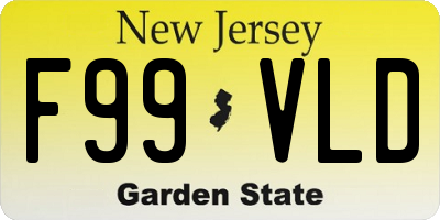 NJ license plate F99VLD