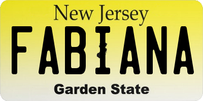 NJ license plate FABIANA