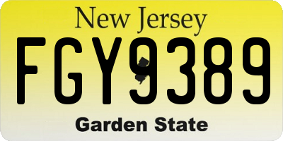 NJ license plate FGY9389