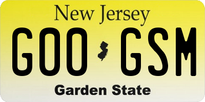 NJ license plate G00GSM