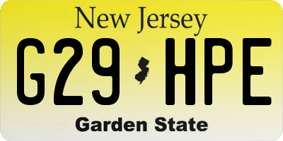 NJ license plate G29HPE