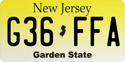 NJ license plate G36FFA