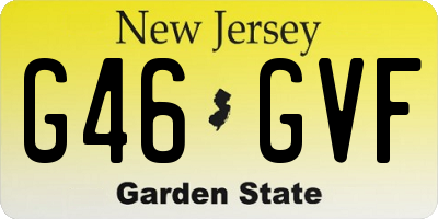 NJ license plate G46GVF