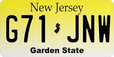 NJ license plate G71JNW