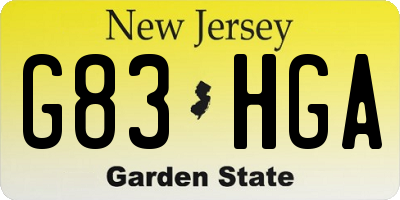 NJ license plate G83HGA