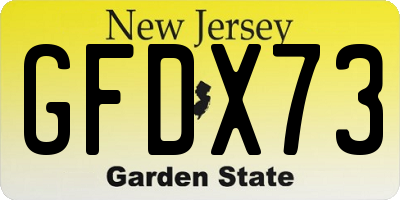 NJ license plate GFDX73