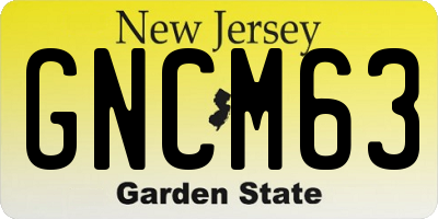 NJ license plate GNCM63