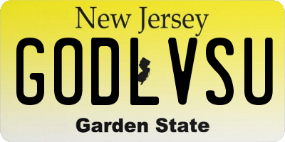 NJ license plate GODLVSU