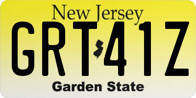 NJ license plate GRT41Z