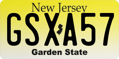 NJ license plate GSXA57