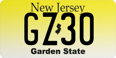 NJ license plate GZ30