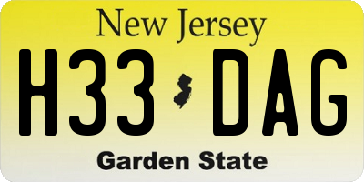 NJ license plate H33DAG