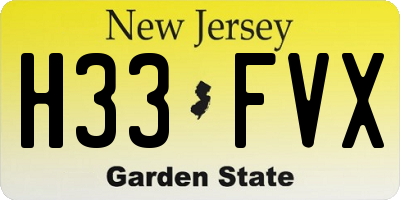 NJ license plate H33FVX