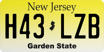 NJ license plate H43LZB