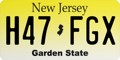 NJ license plate H47FGX