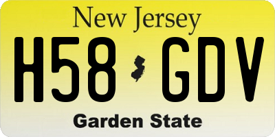 NJ license plate H58GDV