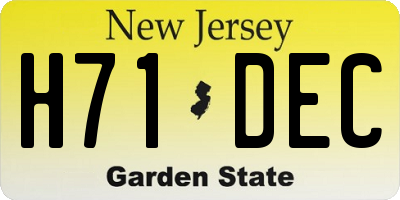 NJ license plate H71DEC