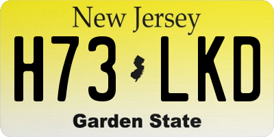 NJ license plate H73LKD