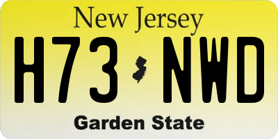 NJ license plate H73NWD