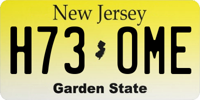 NJ license plate H73OME