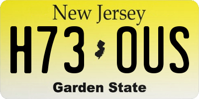 NJ license plate H73OUS