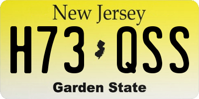 NJ license plate H73QSS
