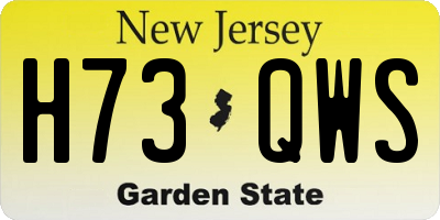 NJ license plate H73QWS