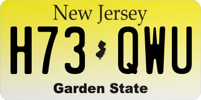 NJ license plate H73QWU
