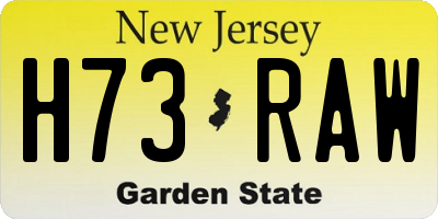 NJ license plate H73RAW