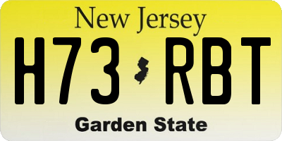 NJ license plate H73RBT