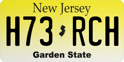 NJ license plate H73RCH