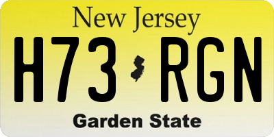 NJ license plate H73RGN