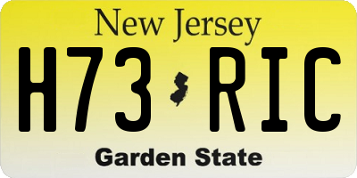 NJ license plate H73RIC