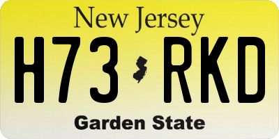 NJ license plate H73RKD