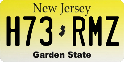 NJ license plate H73RMZ