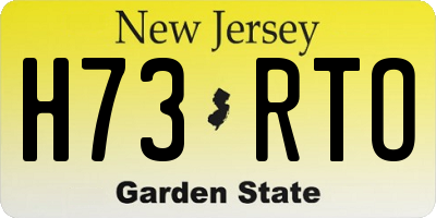NJ license plate H73RTO