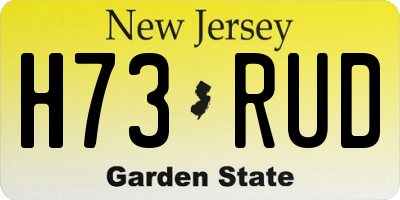 NJ license plate H73RUD