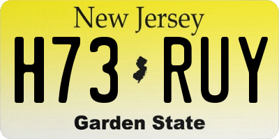 NJ license plate H73RUY