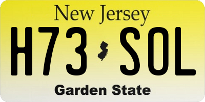 NJ license plate H73SOL