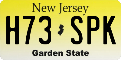 NJ license plate H73SPK