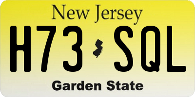 NJ license plate H73SQL
