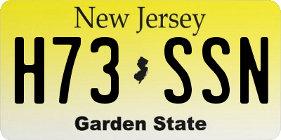 NJ license plate H73SSN