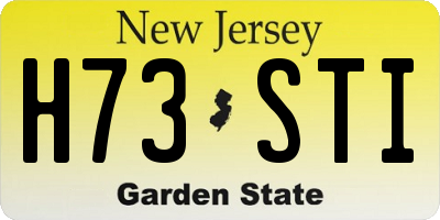 NJ license plate H73STI