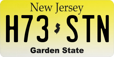 NJ license plate H73STN